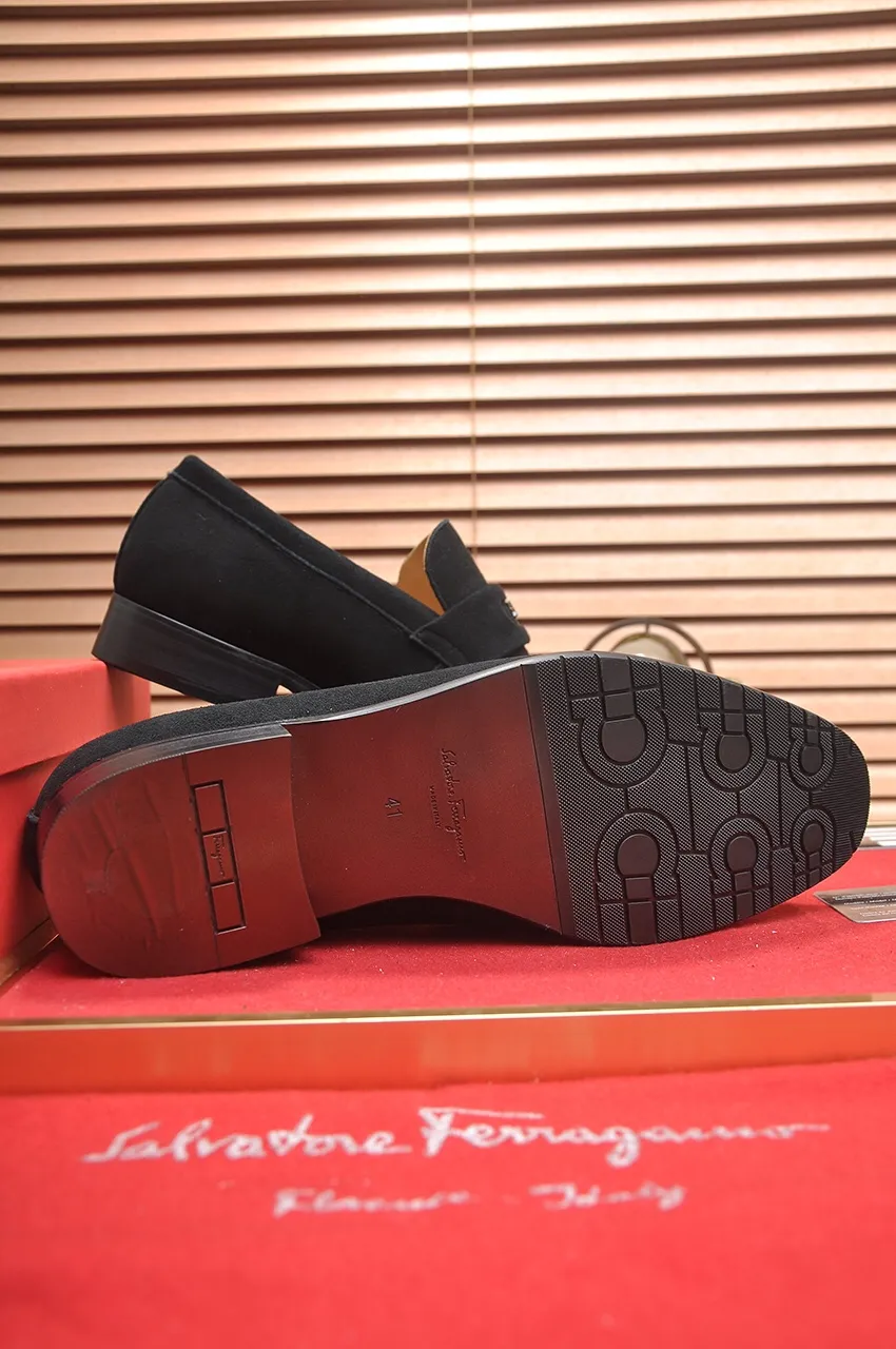 Men's shoes 💰520💶【Ferragamo/Ferragamo】The latest model in the counter. Original imported high-quality cowhide with open sides + imported 🐂 water-dyed cowhide lining + original luxury metal buckle + original combination outsole. No pressure for comparison. 38--45 (45 is custom-made and cannot be returned or exchanged)